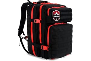 ALPHACKS - Mochila Militar 45L Impermeable – Pack 3 en 1 con Funda y Parche – Oxford 900D, KAM/SBS y Bartack MOLLE – Mochila Viaje Portátil 15,6″ – Senderismo, Moto, Crossfit