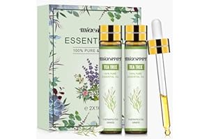 MIGCAPUT Zestaw Olejków Eterycznych z Drzewa Herbacianego 2 x 10ML, 100% Czysty Naturalny Olejek z Drzewa Herbacianego Klasy Terapeutycznej, Olejki do Aromaterapii do Nawilżacza Dyfuzora, SPA, Masażu