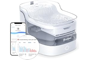 PETGUGU Fontanella per Gatti Intelligente con App e AI, Fontana Automatica per Gatti e Cani con Pompa Senza Fili Ultra Silenziosa <20dB, Filtro a 8 Strati, Sensore di Movimento, WiFi 2.4G, Marmo