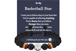 EPVID Football Basketball Gifts for Boys, Lava Rock Stone Bracelet for Son Nephew Grandson on Birthday Graduation Christmas