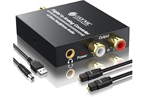 eSynic 192 KHZ optisk till RCA-omvandlare rent och klart ljud digitalt till analog ljudkonverteringsstöd