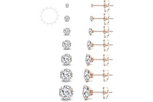 YADOCA 7 Pare Aretes de Perno de Zirconia Cúbica de Acero Inoxidable Piercing con Piercing de Cartílago para Hombre Mujer Niña 2-8mm