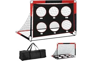 Portería de fútbol Yoxovo para niños con 6 áreas de objetivo, 150 x 120 x 120 cm, portátil y robusta, para deportes al aire libre y entrenamiento de fútbol