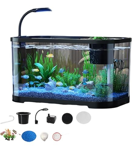 Komplettes Aquarium Set Mit Filter & LED-Beleuchtung - Intelligentes Kleinaquarium Für Kampffische Und Guppys