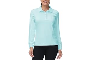 Rdruko Ladies Long Sleeve Polo Shirts Breathable Quick Dry Casual Sports Gym Work Golf Tennis Running Top Women
