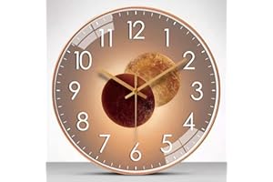 CandyAlley Nowoczesny cichy kwarc okrągły zegar ścienny 30 cm cichy drugi bez tykania do biura domowego szkoły (różowe złoto)