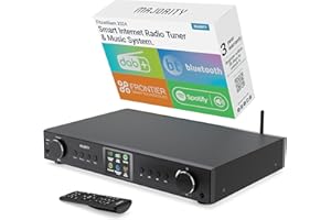 Radio Internet Dab FM WiFi Bluetooth |Tuner Dab pour Chaine HiFi avec Spotify Connect | Tuner HiFi avec Plus de 90 présélections, écran LED Couleur | USB, AUX, RCA | Majority Fitzwilliam 2024 (Noir)
