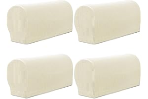 GEOCANG Armchair cover, Set of 4 non-slip armchair, sofa armrest protector, for furniture protector(Ivory white)