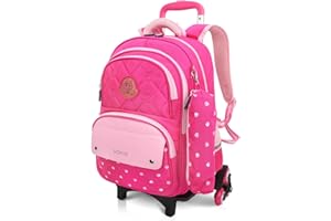 PROTAURI Enfants Sac à Dos à Garçons Filles 6 roulettes Sac à Dos Trolley Rolling Bag Cartables Scolaires Sac d'école Valises Primaire Sac d'école Imperméable Bagages pour Etudiant