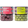 Entisi Premium Chocolate Coated Salted Pistachio & cranberry Dragees Jar - (120gram Each, Pack of 2)