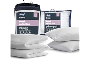 Silentnight Hotel Collection Bed Set - Luxury Hotel Quality 13.5 Tog Duvet and Pillow Pair Bundle - Premium Soft & Silk Touch - Hypoallergenic and Machine Washable, Double