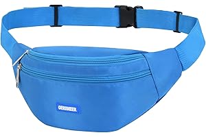 GERIINEER Bumbags and Fanny Packs for Women Ladies Men Kids Waterproof Bum Waist Bag with Bilateral Adjustment Belt 4 Zip Pockets for Hiking Travel Outdoor Activities