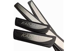 CWWHY 4 Pcs Car Door Sill Protector for Kadjar 2017 2018 2019 2020, Stainless Steel Scuff Plate Sticker Decorative Modeling Accessories,Silver