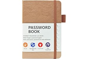 TEL CHARME * Passwortbuch mit Alphabetischen Registern, notizbuch mit register, kleines notizbuch, Passwort Passwort-Notizbuch für Internet-Webseitenadressen und Login-Details, Passwort-Logbuch (gold)