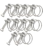 5 stuks dubbele draadslangklemmen, verstelbare 60 mm-65 mm waterslangklemmen, roestvrij stalen buisklemmen, 11 maten optionele dubbele draad sanitair schroef strakke sluiting