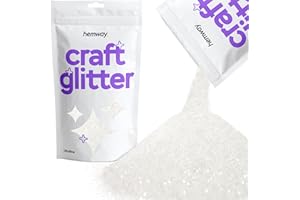 Hemway Craft Glitter - White Iridescent | 100g Ultrafine Metallic Sequin Flakes for Halloween Resin & Epoxy Crafts | Supplies for Autumn Décor, Bunting, Nails, Candle, Face & Mask Decorating