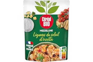 Céréal Bio - Mezzelune Légumes du soleil et Ricotta - Pâtes végétarienne farcies bio - Riche de Protéines - 1 sachet de 280g