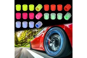 SLIVERDEW 20 PCS Dust Caps for Car Tyres, 5 Colors Universal Fluorescent Car Tire Valve Caps Luminous/Fluorescent/Glow in the Dark for General Cars SUV Motorbike Trucks Bicycle Decoration