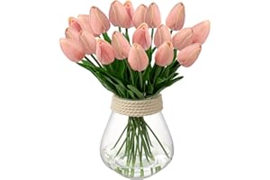 ‎BRIFUL 20 Stück Künstliche Blumen Unechte Blumen Tulpe Gefälschte Blume Tulpe Blumenstrauß Latex Blumen Seide Tulpe Real-Touch für Home Party Hochzeitsstrauß Garten Dekoration