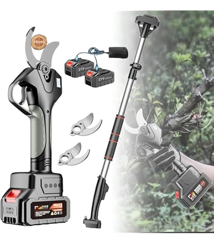 Sécateur Électrique Sans Fil Professionnel – 40mm , Puissance 3500W, Poteau Télescopique Jusqu'à 2,8M, Tête Réglable 180° - Jardin
