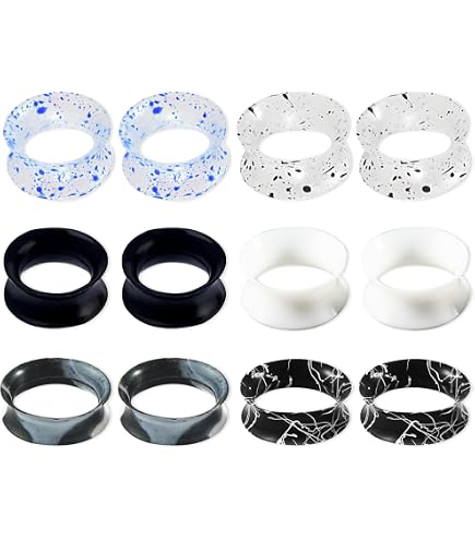 Set Da 12 Dilatatori Per Orecchie In Legno E Silicone – Tunnel Leggeri Con Zirconia – Ipoallergenici