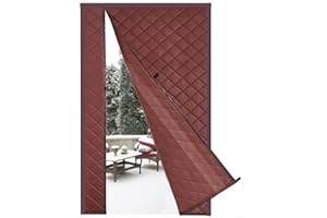 Risareyi Magnet Wärmeschutzvorhang Tür Seitliche Öffnung 120x200cm, Braun PU Leder Türvorhang Thermo Kälteschutz Wasserdicht Winddicht Staubdicht Kälteschutzvorhang für Haustür Balkontür Klimaanlage