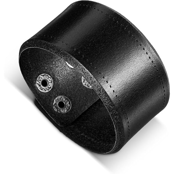 MILAKOO - Bracciale in pelle punk con borchie e rivetti rock, C1: Nero