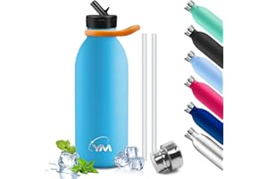 KollyKolla Botellas de Agua Acero Inoxidable, Botella Termica 750ml, Cantimplora Termica Reutilizable, Termo Sin Fugas, Botella Agua Sin BPA para Niños, Adultos, Deporte, Camping, Colegio - 2 Tapas