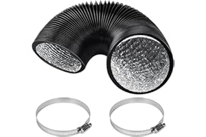 FULHDEDI ø150mm Abluftrohr, 2.5m PVC Abluftschlauch, Schwarz Flex-Schlauch Abluftschlauch mit 2 Schlauchschelle Edelstahl für Mobile Klimaanlage, Trockner, Abluftventilator, Belüftungssystem