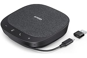 Anker PowerConf S330 USB Lautsprecher, Konferenzlautsprecher für Homeoffice, Smarter Stimmfilter, Plug & Play, 4 Mikrofone für 360° Raumabdeckung, klares Klangprofil