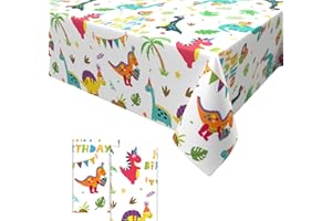 Dagelar 2PCS Dinosaur Party Tablecloth,Dinosaur Birthday Table Covers Wipe Clean Plastic Table Cover Dinosaur Theme Birthday Party Supplies for Kids Boys 137 * 274cm