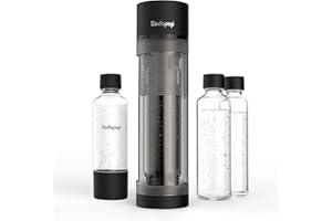 Sodapop Aireador de agua Logan, incluye 2 botellas de cristal (850 y 600 ml) y 1 botella de PET (850 ml), color negro mate, altura de 42,6 cm, sin cilindro de CO₂