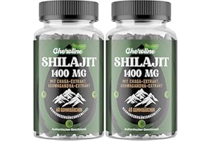 ‎CHEROLINE 3-in-1 Himalaya Shilajit Gummis 1400mg Pro Portion, mit Chaga- und Ashwagandha-Extrakt, Reich an Spurenelemente und Fulvosäure, Natürlich, Vegan & Zuckerfrei (60 Stück (2er Pack))
