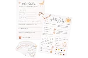 SVALOR Babyparty Spiele Karten, Babyshower Spiele Karten zum Ausfüllen – Deko Baby Shower Party Spiel Jungen und Mädchen – 20 Tippkarten für die Gender Reveal Feier und Babyparty – Beidseitig Bedruckt