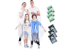 SWOGAA Disposable Rain Ponchos for Kids 6 Pack/Adults 6 and 10 Pack/Ponchos Family 6 Pack Extra Thicker Emergency Ponchos
