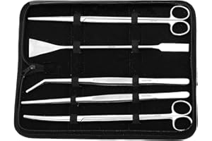 ‎INSTRUMENTENRW Komplett-Aquarium - Terrarium Set (Pflanzen-Pinzetten, Pflanzenschere, Kiesspatel im Etui), Edelstahl