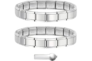 HhBdy 9mm Italian Nomination Bracelet Set - Stainless Steel Charms for Women and Men - Valentine's Day Gift