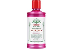 ‎EUTHYMOL Euthymol Mouthwash Mild Mint 500 ml, nie zawiera alkoholu, wyrazisty smak, redukcja płytki nazębnej dziąseł czystych dziąseł, odświeża odświeżająca oddech codzienna pielęgnacja zębów