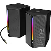 FIFINE Bilgisayar hoparl&ouml;r&uuml;, RGB'li masa&uuml;st&uuml; bilgisayar hoparl&ouml;rleri, ses kontrol&uuml;, oyun hoparl&ouml;rleri USB ile &ccedil;alışan, 3,5 mm