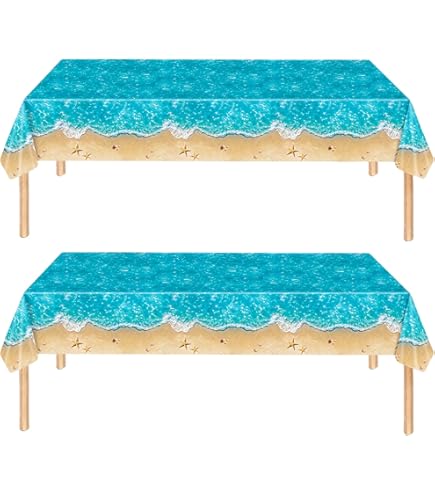Splish Splash Table Cloth PHOGARY 3 Pieces Summer Beach Tablecloths Pool Surfboard Party Table Covers Plastic Tablecloth Ocean Waves Tablecover For Summer Birthday Party Beach Party Supplies Roll Up Beach Table