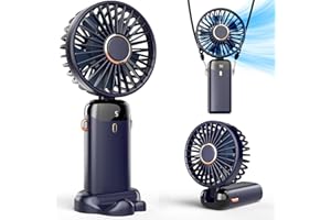 FAYHIJUN Ventilateur de Poche,Mini à Main Portable, Piles Rechargeables USB,3000mAh 3 Vitesses Personnel Bureau poche 8 - 18Hs travail tranquille (Indigo blue-Handheld)