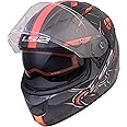 LS2 Helmets - FF320 Stream Evo - Zuko - Gloss Black Hi-Viz Orange - Dual Visor Full Face Helmet (X-Large 590MM)