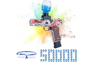 AZJ Gel Blaster Gun Toy for Kids - Premium Quality with New Manual & Automatic Fire - Play on Rechargeable Battery with & Googles - 7-8 mm Luminous Balls (Glokk, Red without Laser)