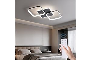 ‎ANTENLICHT ANTENLICHT LED Deckenleuchte Wohnzimmer 40W 4500LM mit Fernbedienung Stufenlos Dimmbar 2700-6500K, Wohnzimmerlampe mit Memory-Funktion aus Metall für Schlafzimmer Esszimmer Flur Kinderzimmer, Schwarz