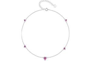 Step Forward Corazón de Plata Esterlina Piedra de Nacimiento Tobilleras: Constelación Mes Cumpleaños Regalo Joyería para Mujeres o Niñas Adolescentes o Hija