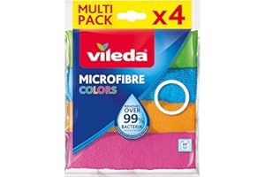 Vileda Microfibre Colors Pack de 4 Chiffons Lavettes Multi-Usages