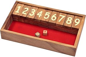 LOGOPLAY Jackpot – Shut The Box – Gioco pieghevole – Gioco di dadi – Gioco di società – Scatola da gioco in legno