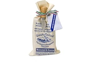 MONTANARI & GRUZZA Parmigiano Reggiano d.o.p. classico "GUSTO ANTICO" 24 Mesi 750 gr. in SACCHETTO MILLE IDEE IN COTONE NATURALE