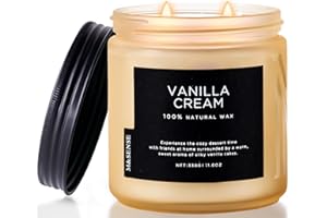 M&SENSE Vanilla Soy Candles, Medium 2 Wick Jar Candle 11.6oz, 70 Hours Burning Time, 100% Natural Organic Soy Wax, Relaxing Aromatherapy Scented Candle, Housewarming Gift for Women and Men