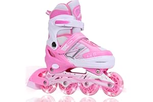 DUZSKJ Verstellbare Kinder Inline Skates für Kinder Jungen Mädchen mit Beleuchtung Räder, Einstellbare Kinder Rollschuhe für Anfänger Kinder Outdoor Indoor Spielen